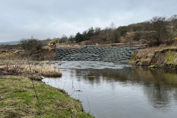 Work to stabilise river complete after landslip damaged sewer during heavy rain from Storm Henk