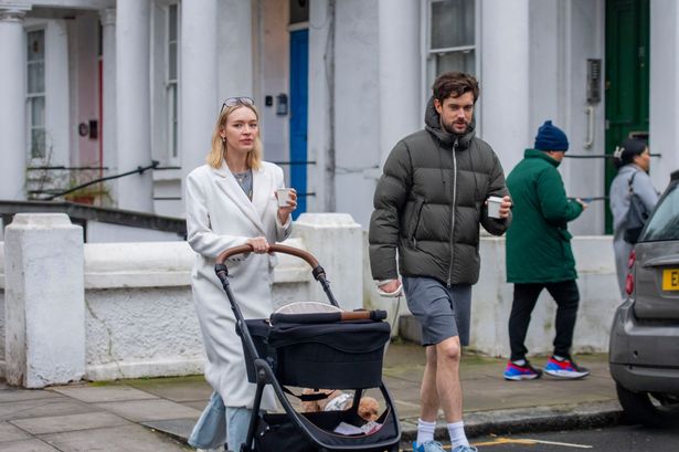 Jack Whitehall and Roxy Horner take baby for stroll as he gushes over ‘adorable’ daughter