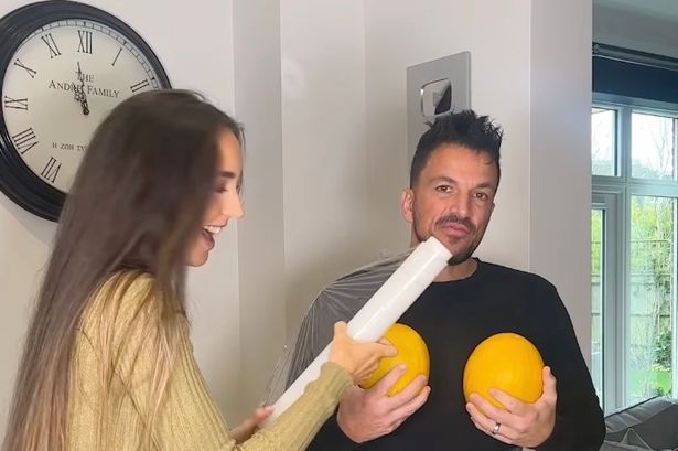 Peter Andre discovers what it’s like to be pregnant with watermelon and cling film