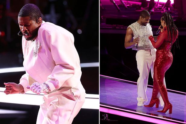 Usher rips shirt off in Super Bowl performance with roller skates, Alicia Keys and Ludcaris