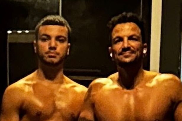 Peter Andre, 51, is ageing backwards as he and son Junior show off matching six packs