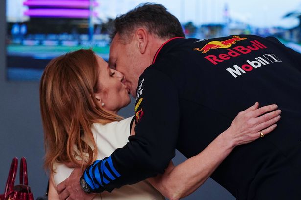 Geri and Christian Horner share a kiss at Grand Prix as she supports him amid text scandal