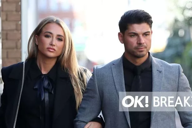 Georgia Harrison supported by Anton Danyluk as she arrives to face Stephen Bear in court