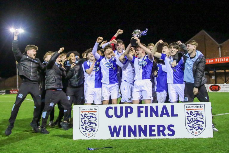 Blackburn Rovers U18s lift trophy after beating Bolton