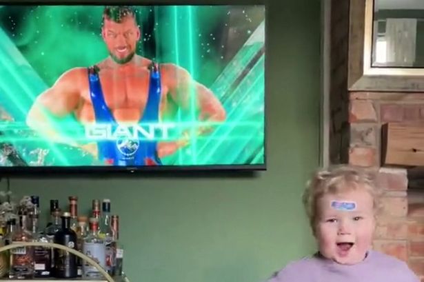 Hilarious moment tot perfectly mimics Gladiators poses from his favourite TV show