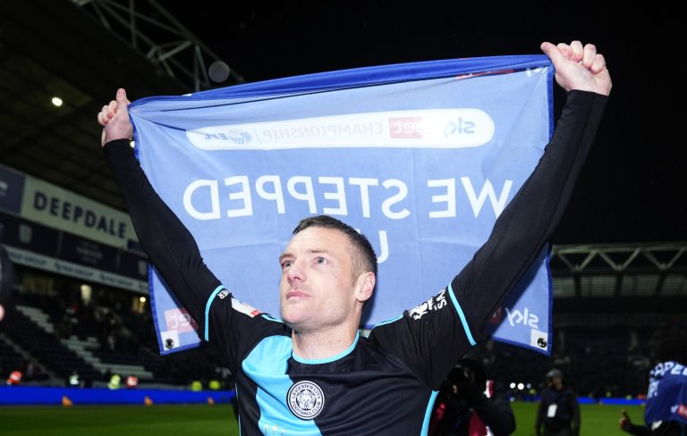 Vardy sends warning to Blackburn during Leicester celebrations