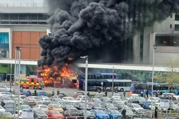 LIVE Blackburn bus fire as huge blaze sends smoke billowing into sky above town