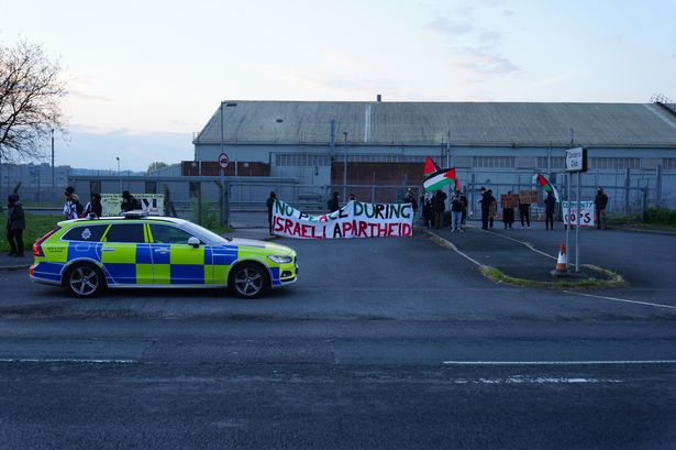 Pro-Palestine protesters form blockade outside BAE Systems in Samlesbury