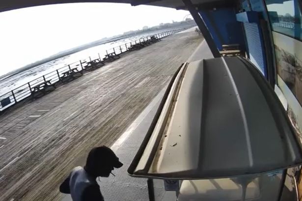 ‘Absolute t*ss pot’ hot wires golf buggy and goes joy riding along seaside pier