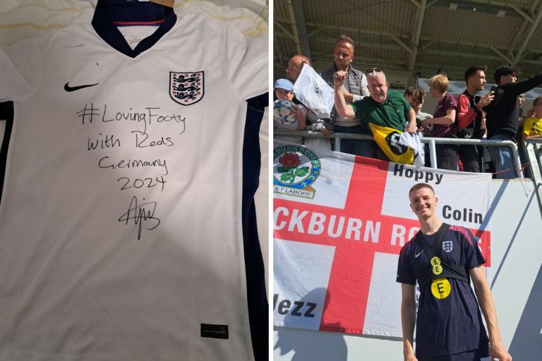 Blackburn’s biggest England fan meets Adam Wharton at Euros