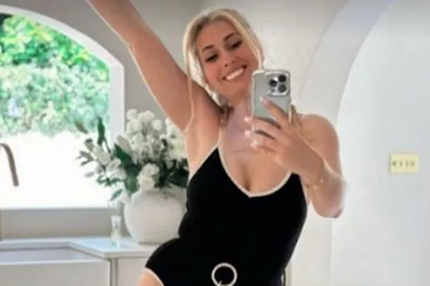 Stacey Solomon’s tummy control monochrome swimsuit is less than half price in summer sale