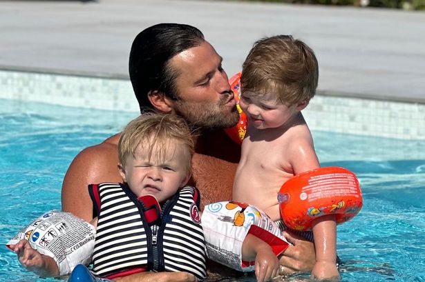 Mark Wright emotional message as he hits pool with baby nephews