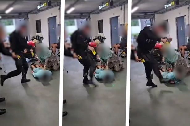 Armed cop filmed stamping on man’s head at Manchester Airport in brutal video