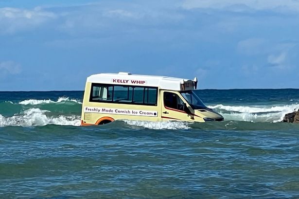 Ice cream van washed out to sea after getting stuck in sand