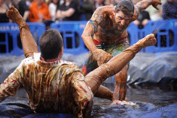 Hundreds turn out for World Gravy Wrestling Championships at Lancashire pub