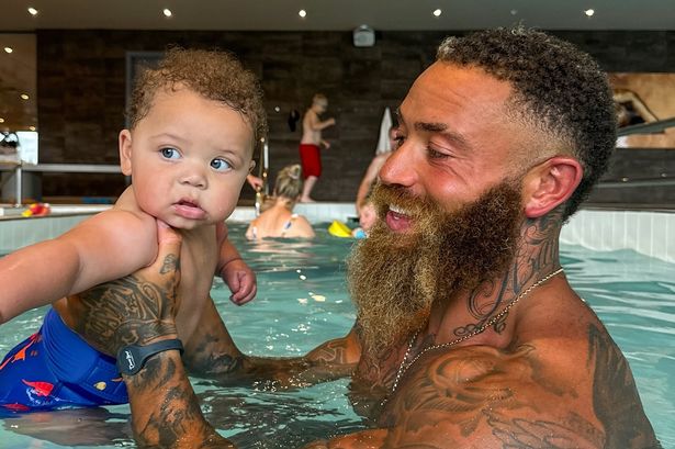 Ashley Cain sweetly plays in pool with baby son – three years after tragic Azaylia’s death