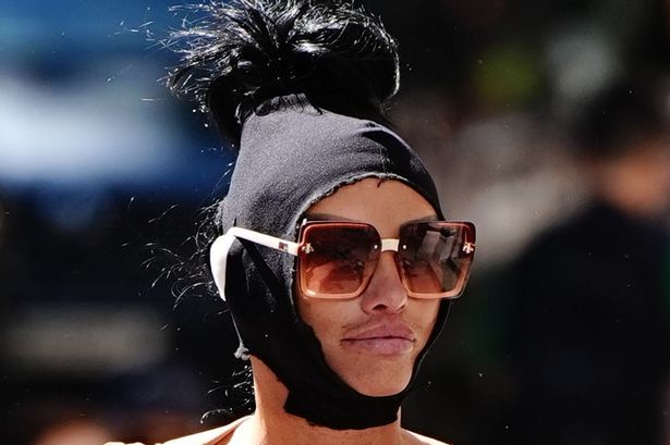 Katie Price arrives at court to face justice in head bandage and shades hours after Heathrow arrest