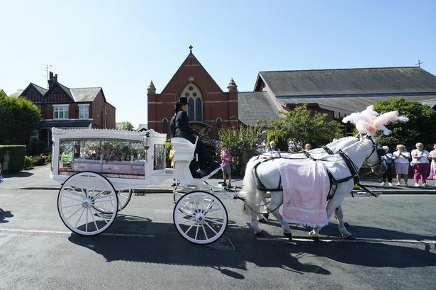 Mourners line street and Southport turns pink for funeral of Alice da Silva Aguiar