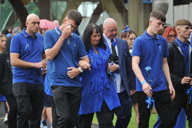 Jay Slater’s funeral was a sea of blue as loved ones said their final goodbyes