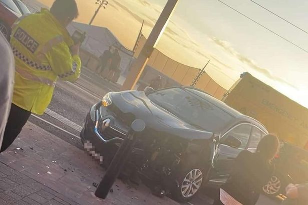 Car crashes into bollards outside Blackpool Tower as police rush to scene