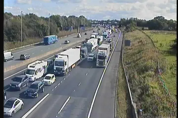 M6 live updates as traffic queues due to accident in roadworks area