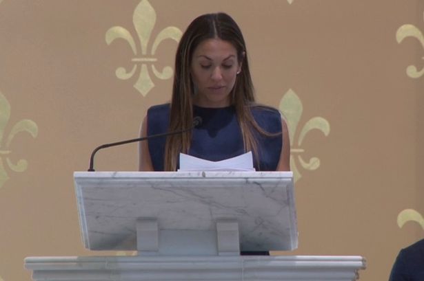 Wife of major sports star breaks down in tears as she announces she’s pregnant at his funeral