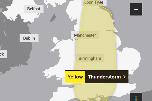 Met Office warning for parts of Lancashire as thunderstorms head north