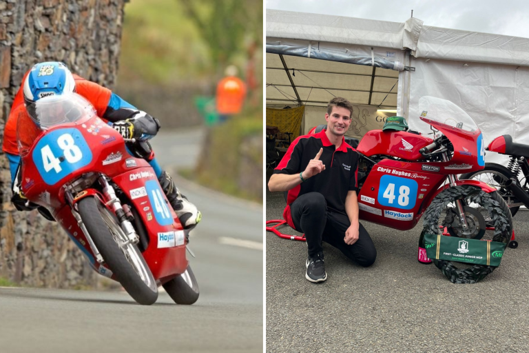 Biker backed by East Lancs firm wins prestigious Manx Grand Prix Classic