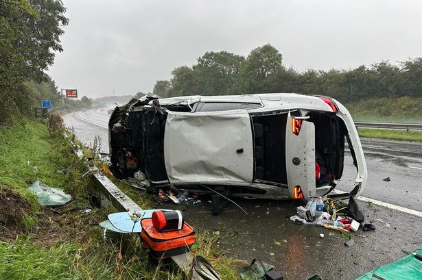 Lancashire flood alerts issued as heavy rain causes chaos on roads and motorways