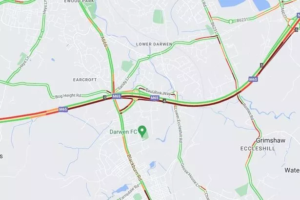 M65 live updates as carriageway partially blocked due to crash