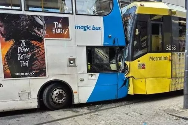 ‘It looks bad’ – Tram and bus in head-on crash in Manchester