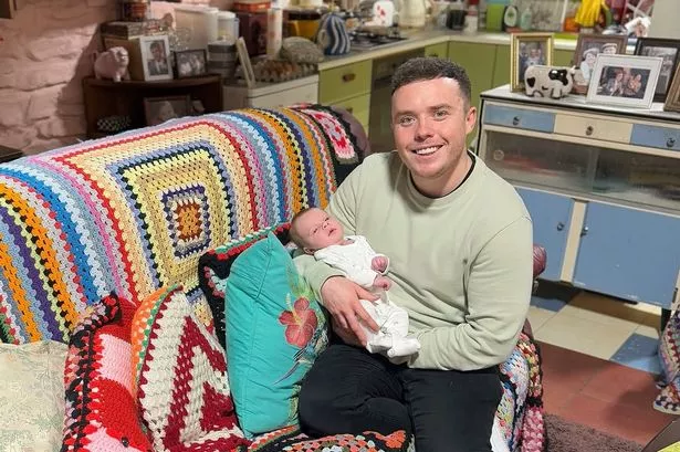 Emmerdale star’s baby joy as he takes tiny son into Dingles set for adorable snap