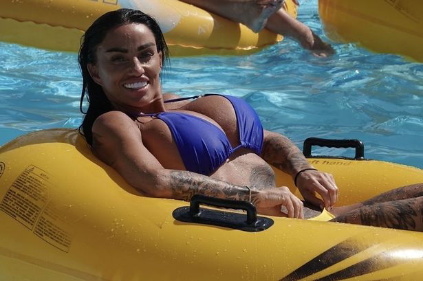 Katie Price enjoys day at waterpark with son Harvey and boyfriend JJ Slater on Cyprus holiday