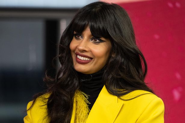 Jameela Jamil showcases incredible figure in sheer black gown, covering her modesty with a sticker