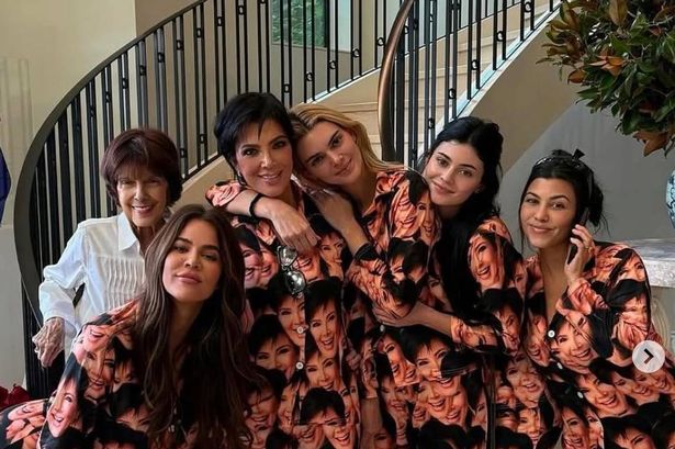 Kardashians wear matching pyjamas covered in Kris Jenner’s face to see in New Year