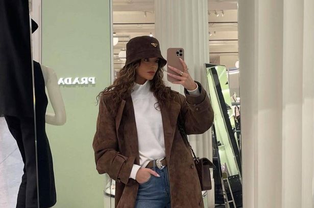 Fans ask where to shop Maura Higgins’ chic brown suede trench coat – we found one for £700 less