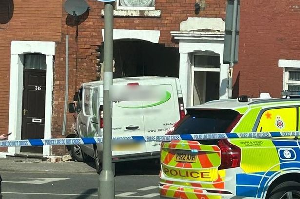 LIVE: Van crashes into Blackburn house leaving huge gaping hole as police shut road
