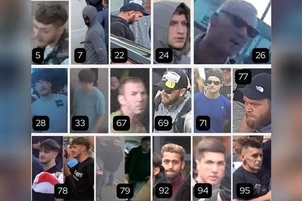 Faces of 44 people police want to speak to after violence erupted in streets