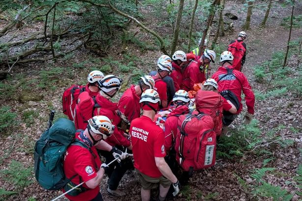 Mountain rescue team rushes to help one of its own after 20ft quarry fall