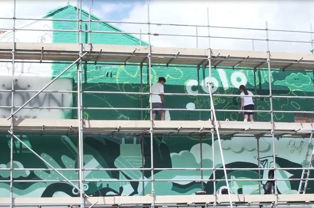 Time-lapse video shows artists creating incredible new mural at Crown Paints in Darwen