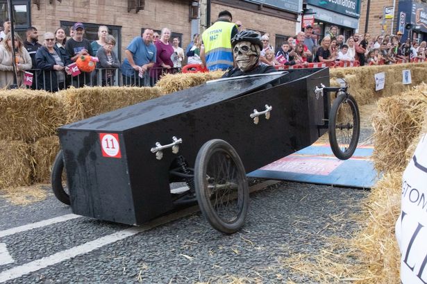 Chicken Run kart and skeleton-driven coffin thrill crowds at Accrington Soapbox Challenge