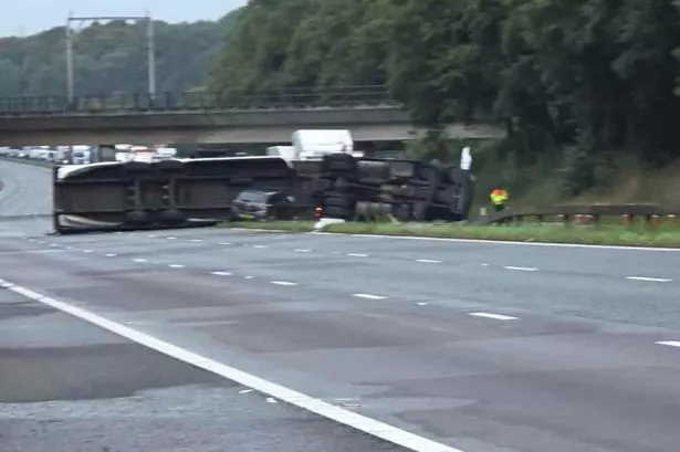 M6 shut ‘throughout the day’ after lorry overturns on motorway