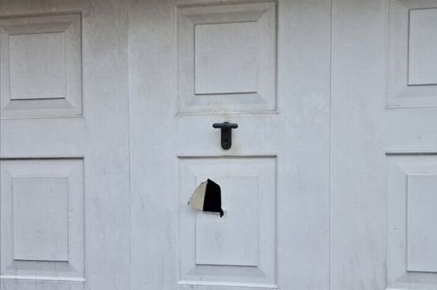 Thieves cut holes in metal garage doors in early morning crime spree