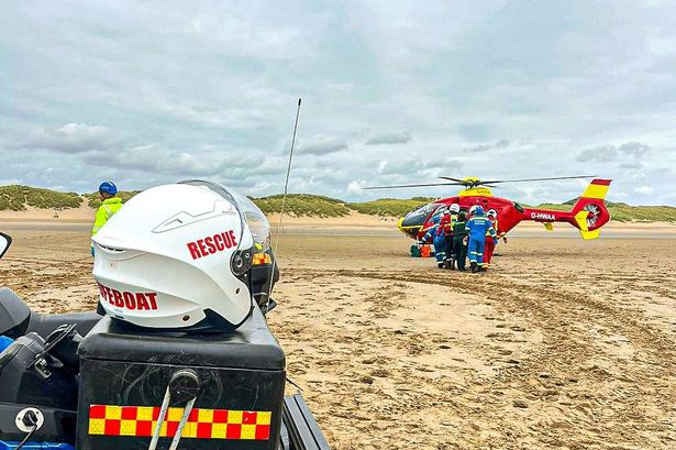 Horse rider airlifted to hospital after emergency services rush to incident on beach
