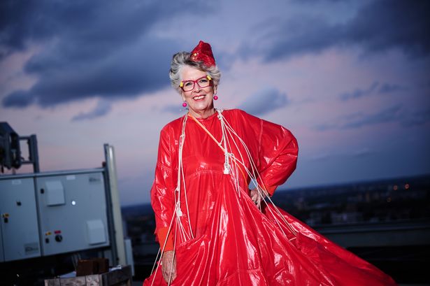 Bake Off’s Prue Leith wears revamped ‘King Charles’ garden waste’ on London catwalk