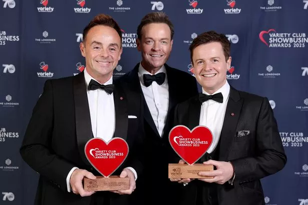 Ant and Dec, Vernon Kay and Stephen Fry win at Variety Club Showbusiness Awards