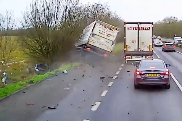 Video shows moment out-of-control van smashes into cars parked in layby
