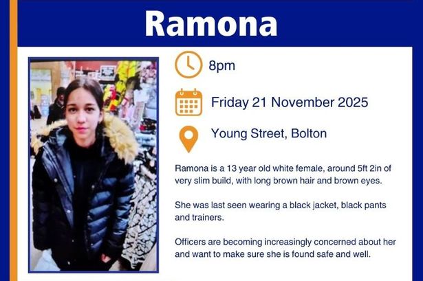 Search launched for girl, 13, last seen in Bolton