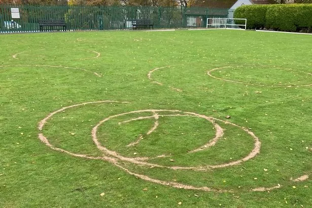 Fury as ‘idiots’ carve large circles into Accrington bowling green in ‘disgraceful act’