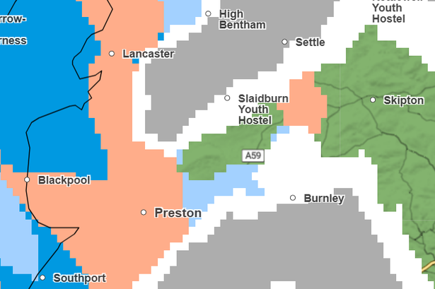 Met Office maps show exact time snow will hit Lancashire this weekend